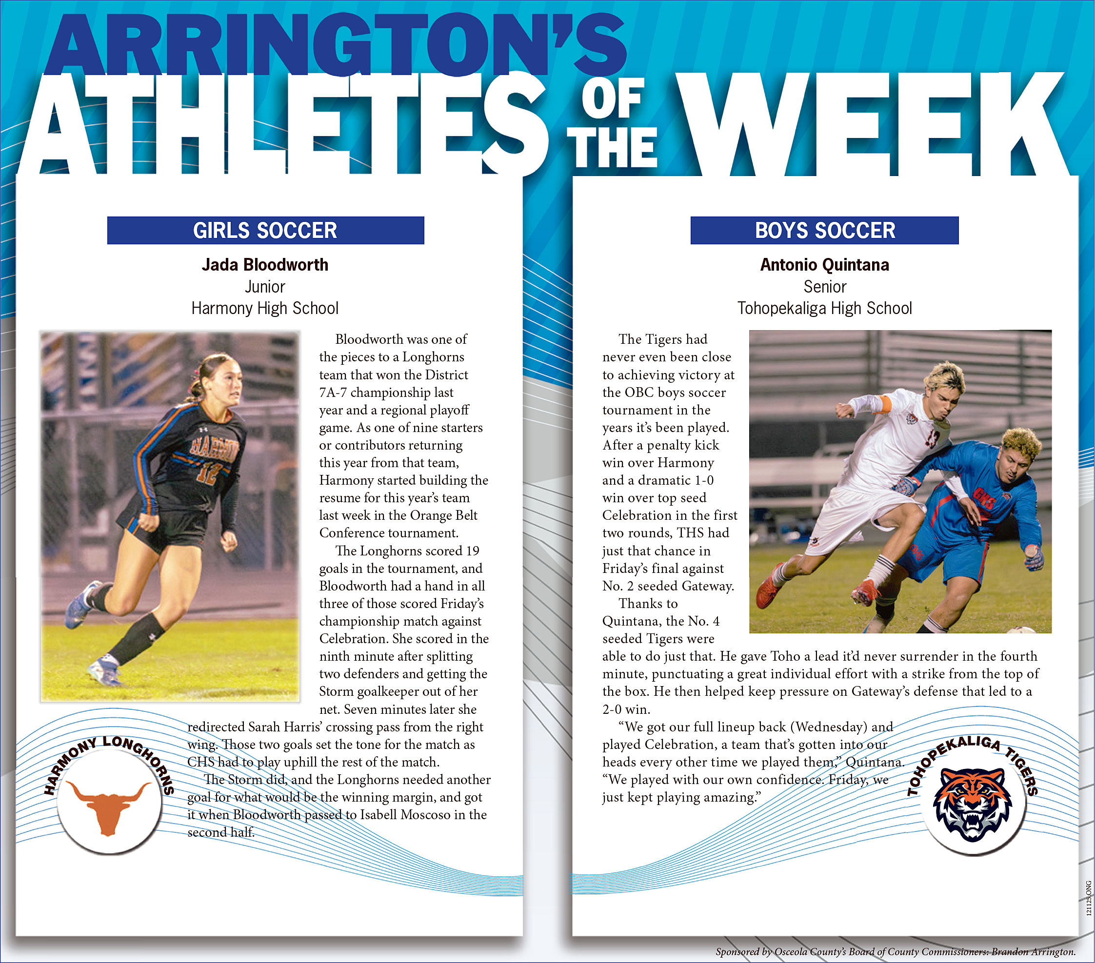 Arrington's Athletes of the week