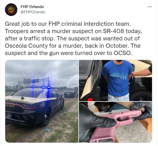 FHP sent this tweet Thursday afternoon regarding the arrest of Daniel Cruz.