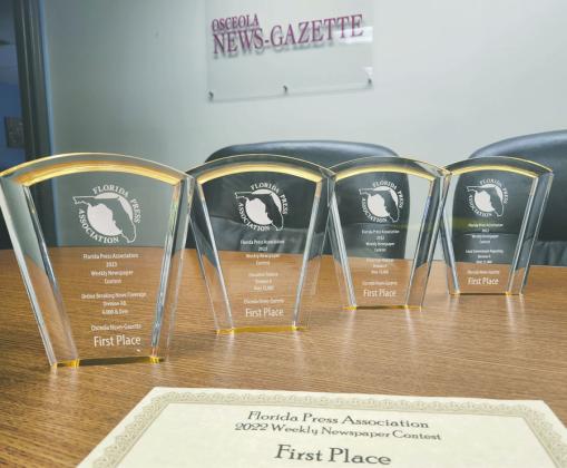 The Osceola News-Gazette will be up for 11 journalism awards at the Florida Press Association annual banquet on Aug. 1. FILE PHOTO