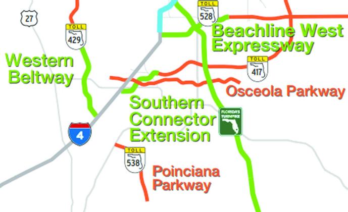 Local toll roads eligible for the state Toll Relief Program include Florida’s Turnpike, Osceola Parkway, Poinciana Parkway, State Roads 417 and 429 and the I-4 Express lanes. GRAPHIC/FDOT