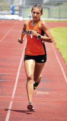 Leilana Decker, who will run the 1,600 meters and on the Longhorns’ 4x800 relay team, is one of eight Harmony athletes qualified for the Class 4A state track meet. PHOTO/KATIE WILLIAMS