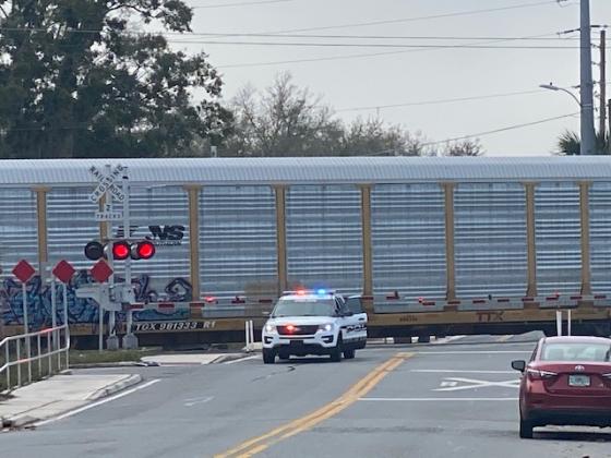 Police had shut down the intersection of West Penfield Street and South Clyde Avenue for several hours after the CSX train hit the car. NEWS-GAZETTE PHOTO/BRIAN MCBRIDE