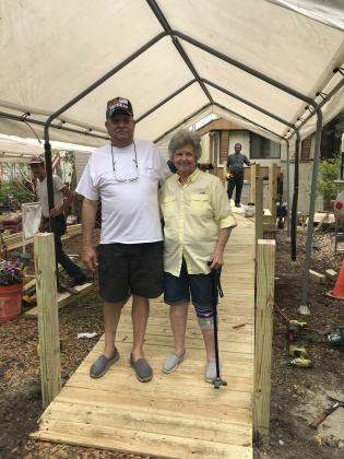 The Osceola Council on Aging and volunteers from The Home Depot in St. Cloud (store No. 6350) built a 41-foot wheelchair ramp for 67-year-old Sgt. Mike Hansell, a U.S. Air Force veteran, and his wife, Carol, in Kissimmee.