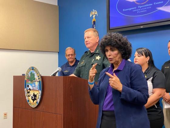 Osceola Sheriff Russ Gibson speaks to the media about the two week Stay at Home order.