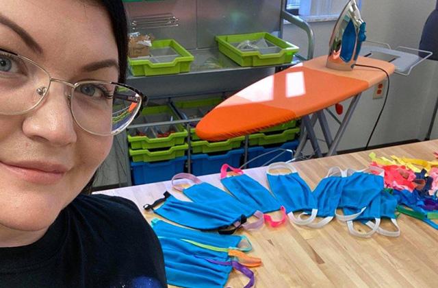 Staff at the Hart Memorial Library in downtown Kissimmee are creating face masks with material supplied by Joann Fabric and Craft Stores’ Make to Give program.