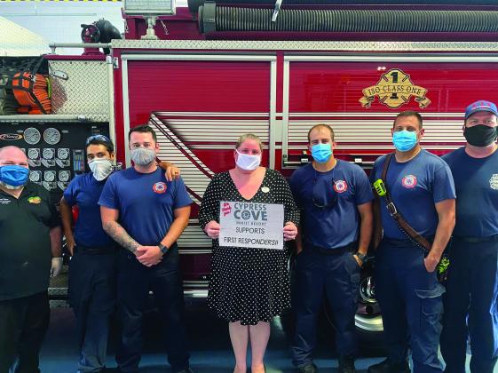 This year, Cypress Cove adopted two nearby fire stations and a sheriff’s office. Meals were prepared by Cypress Cove’s Cheeks Bar and Grill. 