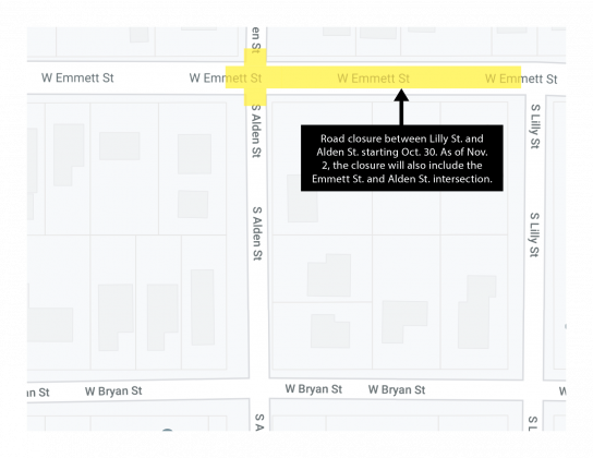 Map of Emmett Street sewer project