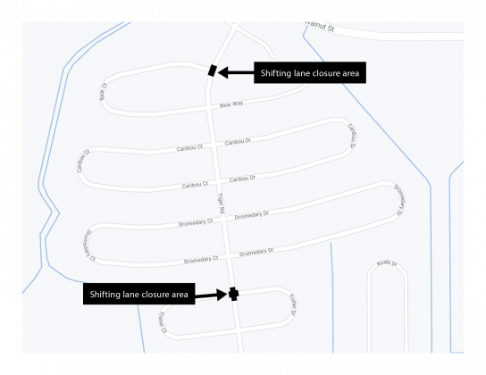 Map of Tiger Road sewer project.