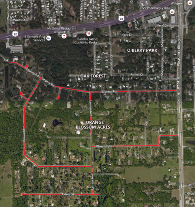 Map of county road resurfacing project.