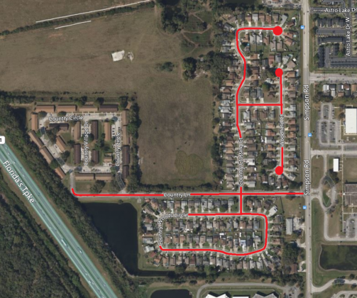 Map of county road resurfacing project.