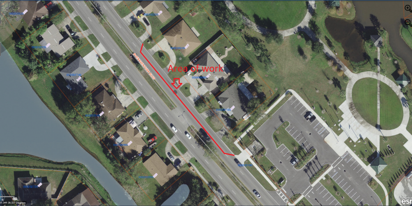 Map of Buenaventura Boulevard roadwork.