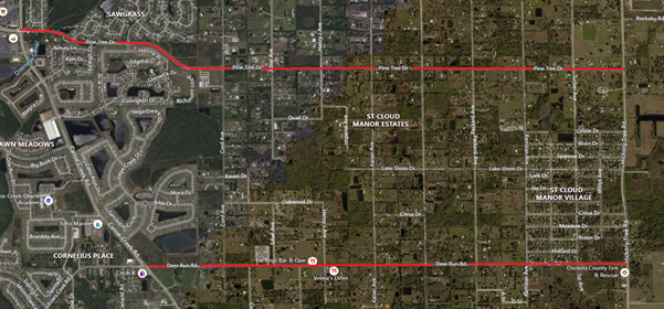 Map of county road resurfacing project.