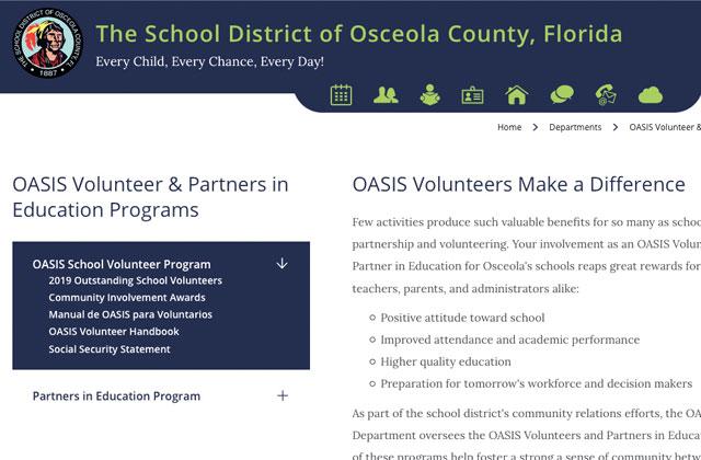 Interested volunteers can register for the OASIS program online at osceolaschools.net.
