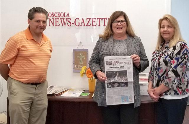 Pictured from left to right, Ken Jackson, editor; Rochelle Stidham, publisher; and Toni Rowan, associate publisher. PHOTO BY JODY GILLESPIE