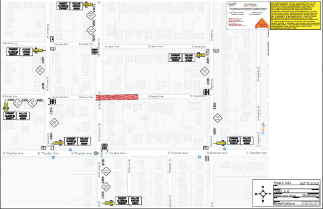 Graphic of closure at Forrest Avenue and Emmett Street
