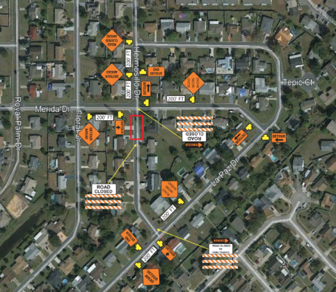 Hermosillo Drive between Merida and La Paz Drive will close to through traffic starting Monday. The closure is necessary to conduct a sewer rehabilitation project in the area. GRAPHIC/TWA