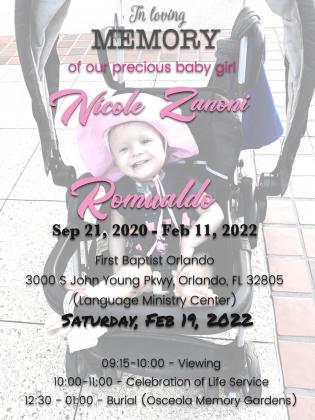 The Romualdo family invites the community to daughter Nicole's Celebration of Life.