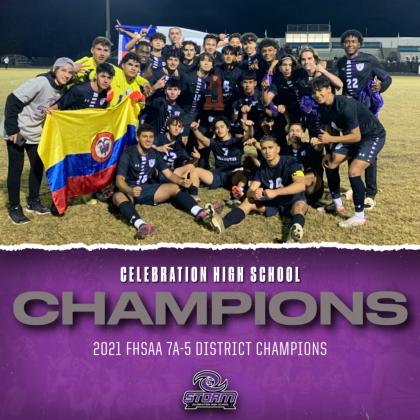 The Storm's District 7A-5 title is CHS’ sixth in school history. They'll host a playoff game Wednesday against a team to be announced Saturday. GRAPHIC/CELEBRATION HIGH SCHOOL