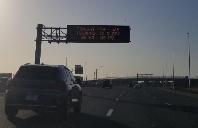 Florida's Turnpike south of Kissimmee to close nightly this week -- see details
