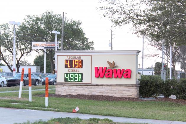 This Kissimmee gas station, showing its Monday evening price, was at $3.99 that morning and $3.49 last Thursday, showing how quickly gas prices have increased locally and nationally. PHOTO/KEN JACKSON