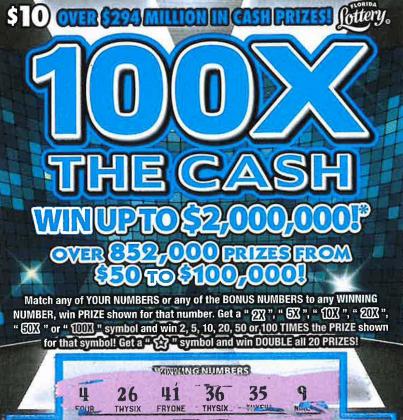 Kissimmee man claims $2 million Florida Lottery scratch-off ticket top prize