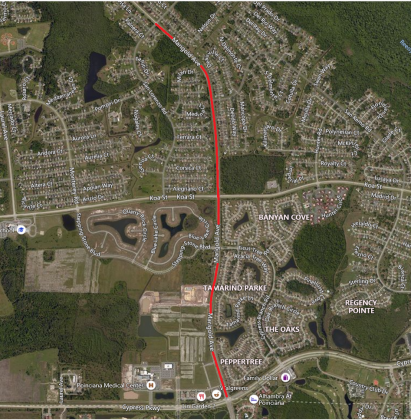 KOA Street and Marigold Avenue (pictured) in Poinciana are scheduled for repaving. MAP/OSCEOLA COUNTY