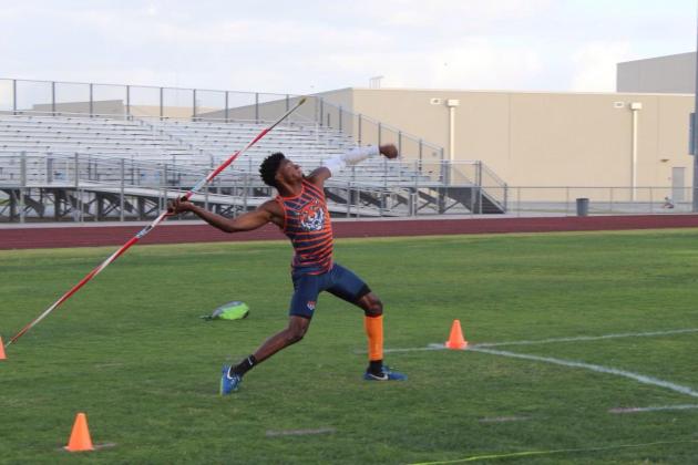 :  Tohopekaliga’s Orlando Descartes won the Class 4A District 9 Championship in the javelin and finished second in the high jump to advance to next week’s Region 3 Championships. PHOTO/MATT FENN, TOHOPEKALIGA H.S.