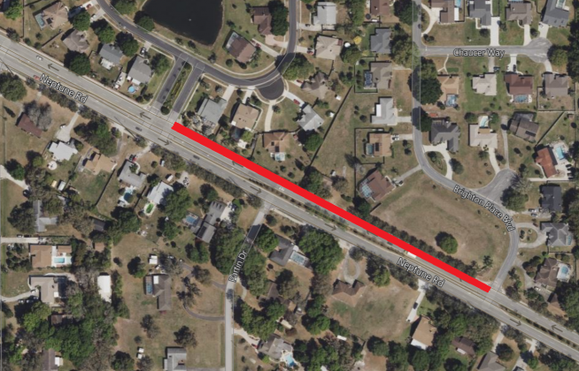 A lane closure is scheduled next week for Neptune Road between Brighton Place Boulevard and Adrian Park Circle. PHOTO/OSCEOLA COUNTY