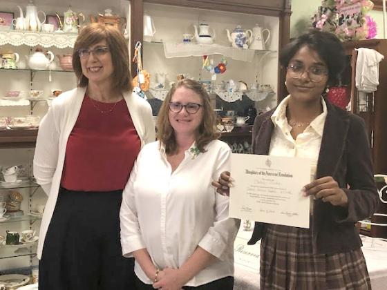 Joshua Stevens DAR presents Good Citizens Award to Harmony High's Ashley Budhai