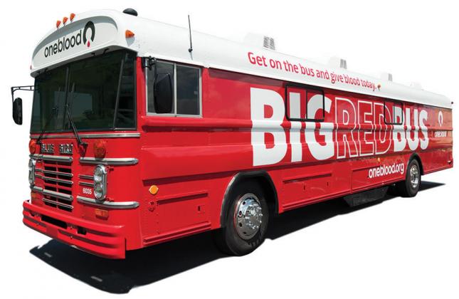 OneBlood's Big Red Bus will be at the St. Cloud Veterans Memorial Library on July 7th from 12 noon to 5 p.m.