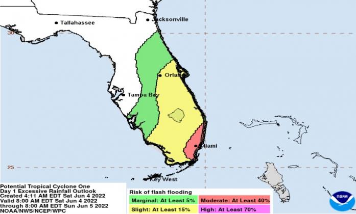 There is still a chance of flash flooding in our area due to PTC #1. GRAPHIC/NHC