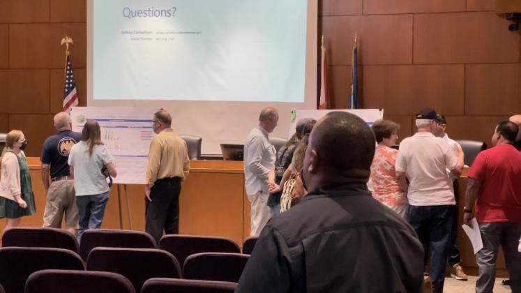 City of Kissimmee Residents review the data and participate in the noise ordinance public workshop. PHOTO/CHRIS MILLER