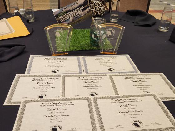 The Osceola News-Gazette brought home nine awards from last weekend’s Florida Press Association Weekly Newspaper Contest Awards, including first-place nods for reporting and front-page layout.