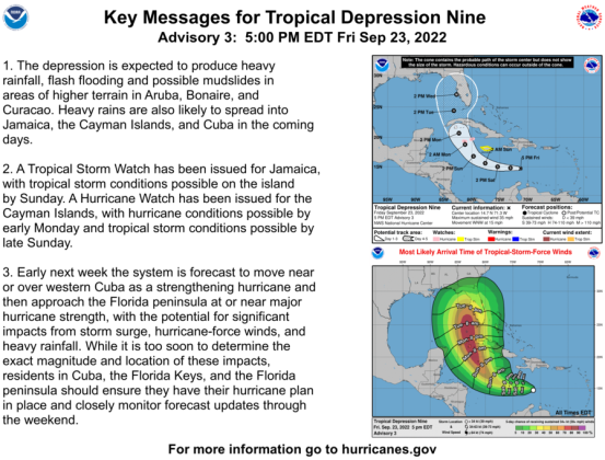Potential storm Ian pushes governor to issue emergency declaration for 24 counties, including Osceola. GRAPHIC/NHC