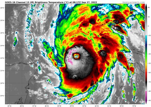 Ian is now a Category 3 hurricane over Cuba. PHOTO/TROPICAL TIDBITS