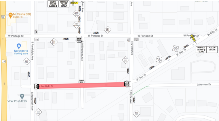 Toho Water Authority will close Penfield Street for about three weeks starting Monday, Sept. 12.