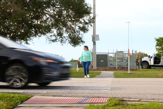 Enforcement patrols were set up at four Osceola County crosswalks Tuesday as part of Operation Best Foot Forward. PHOTO/BEST FOOT FORWARD