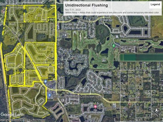 Areas where Toho Water will be flushing water lines in order to improve clarity and quality this week. PHOTO/TOHO WATER