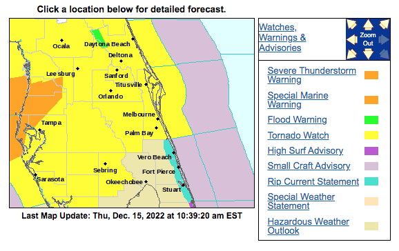 Osceola County is part of a large Tornado Watch in effect for much of Central Florida through 4 p.m. today ahead of a line of strong thunderstorms.