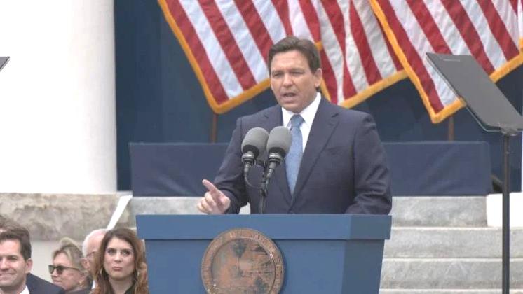 Gov. Ron DeSantis gave his inauguration speech Tuesday on the steps of the Old Capitol. PHOTO/NEWS SERVICE OF FLORIDA