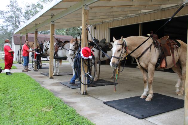 McCormick Research Institute drill team members mount up for a recent practice. PHOTO/TERRY LLOYD