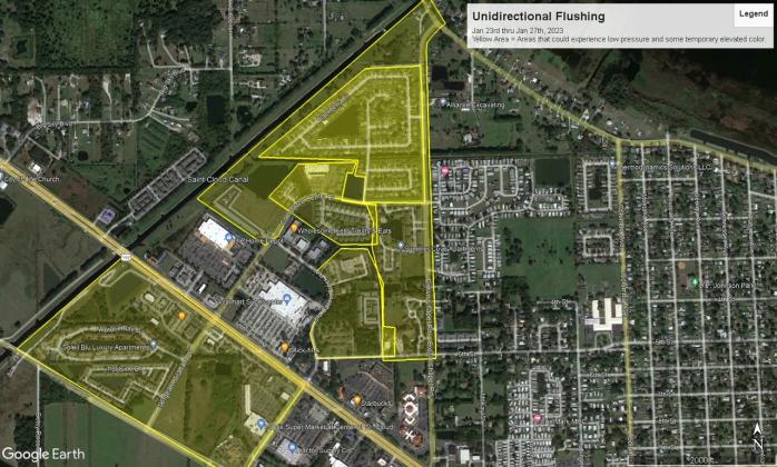 Toho Water will begin flushing water lines in the areas around U.S. 192 just east of the St. Cloud Canal. GRAPHIC/TOHO WATER