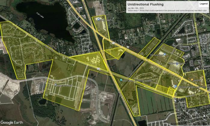 Toho Water flushing operations will occur next week along Neptune Road from Kings Crest east, and in areas along U.S. Highway 192 from Florida's Turnpike to Neptune Road.