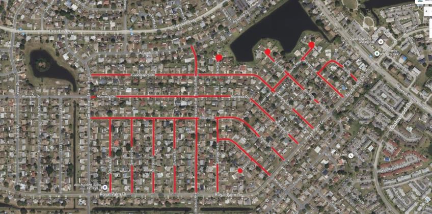 Streets in Buenaventura Lakes are scheduled for micro-surfacing in the month of February, starting Feb. 1. GRAPHIC/OSCEOLA COUNTY