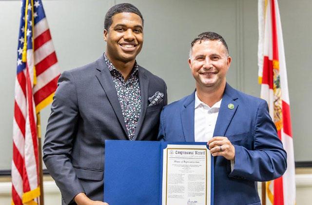 Local entrepreneur and incoming St. Cloud Chamber of Commerce Board Chairman LaVell Monger was recognized Thursday by Congressman Darren Soto as one of Central Florida's Distinguished Leaders for Black History Month.