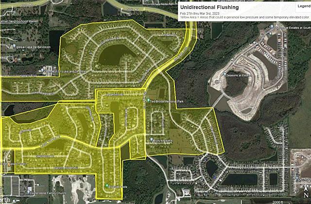 This week's Toho Water Authority line flushing operations will occur in residential areas between Michigan Avenue and Canoe Creek Road. GRAPHIC/TOHO WATER