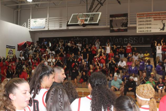 The Panthers celebrated well after the game with their supporters, who helped fill the John Ramirez Athletic Center. PHOTO/KEN JACKSON