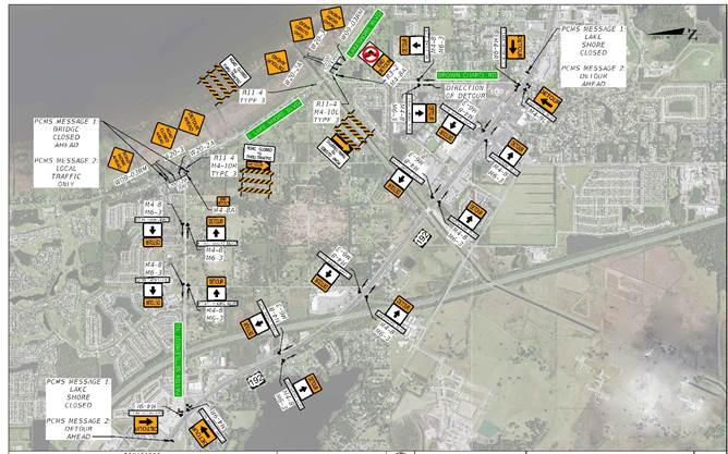 Osceola County will have plenty of signage to mark detours when Lakeshore Boulevard closes at Brown Chapel Road west of downtown St. Cloud next week. GRAPHIC/OSCEOLA COUNTY