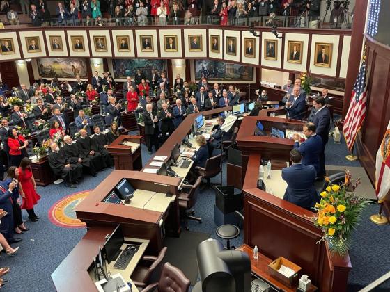 PHOTO/TOM URBAN, NEWS SERVICE OF FLORIDA Gov. Ron DeSantis gave a State of the State address to start the 2022 legislative session.