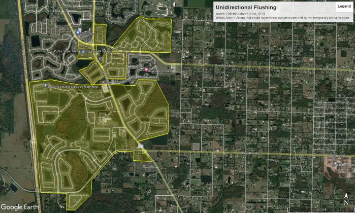 This week's Toho Water Authority line flushing operations, a way to improve water pressure and clarity, will occur in areas south of Royal St, Cloud Club and the Pine Tree Drive/Old Canoe Creek intersection with Canoe Creek Road. GRAPHIC/TOHO WATER AUTHORITY